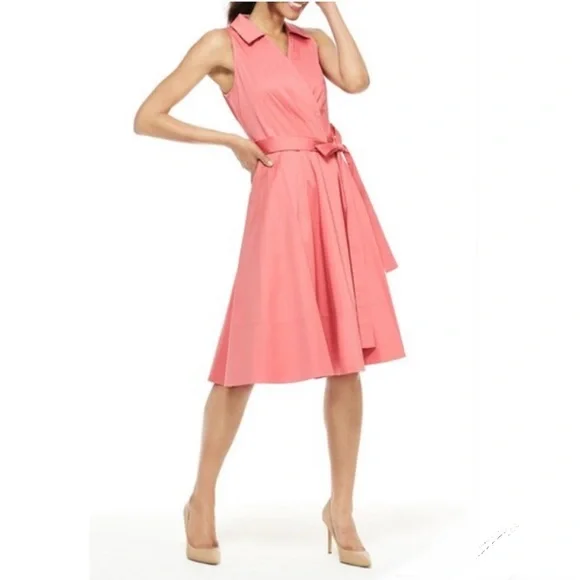 Gal Meets Glam Heather Wrap Fit & Flare Dress Pink 4 NWT - Picture 11 of 11